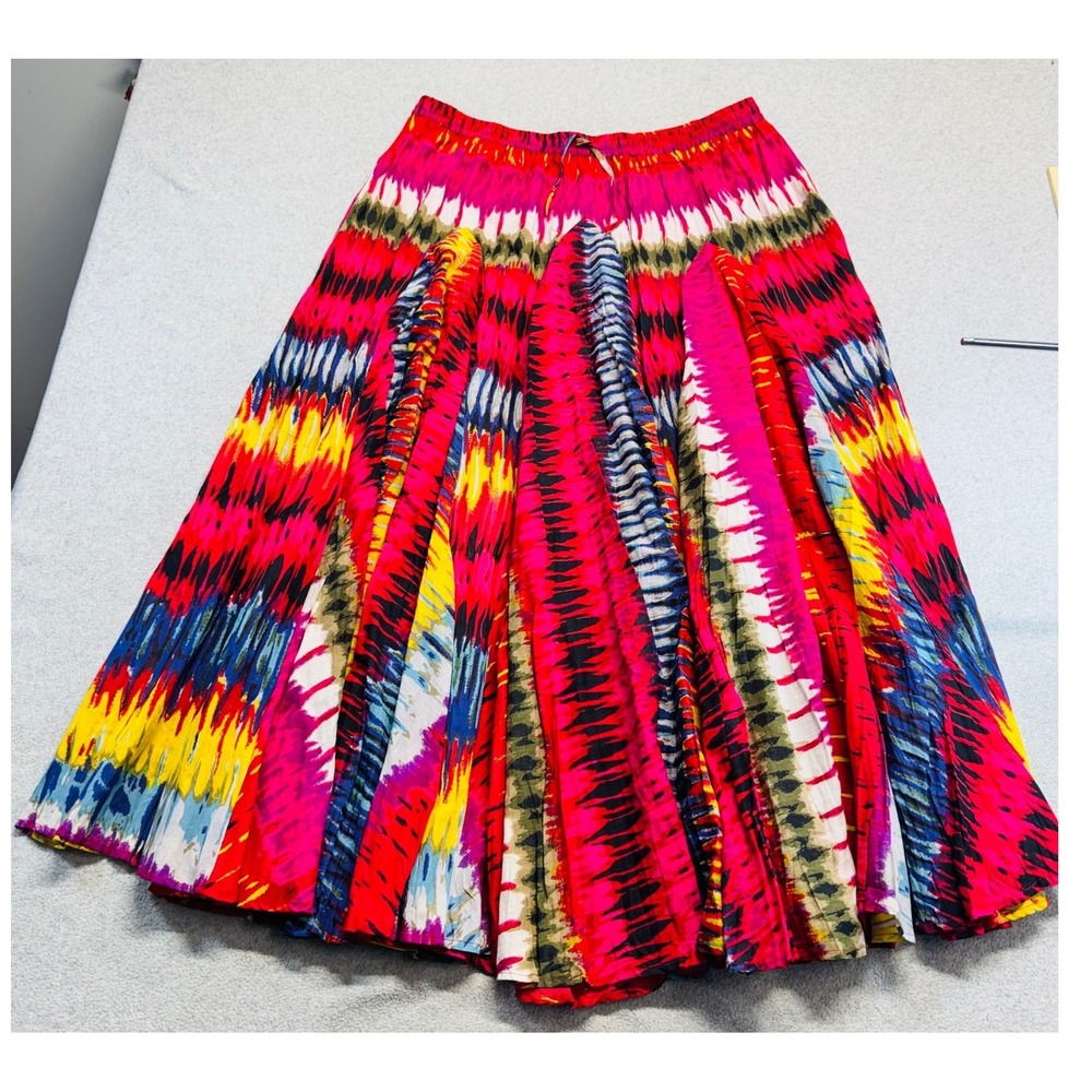 Chelsea & Theodore Maxi Skirt Womens XL Multicolor Tie Dye Boho Cotton Flowy